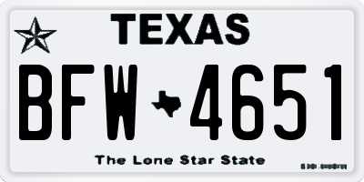 TX license plate BFW4651