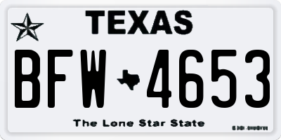 TX license plate BFW4653