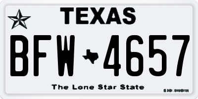 TX license plate BFW4657