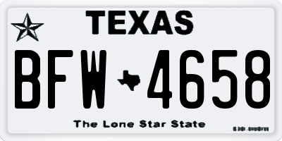 TX license plate BFW4658