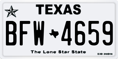 TX license plate BFW4659