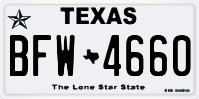 TX license plate BFW4660