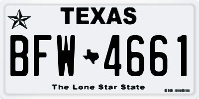TX license plate BFW4661