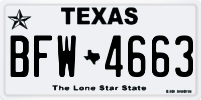 TX license plate BFW4663