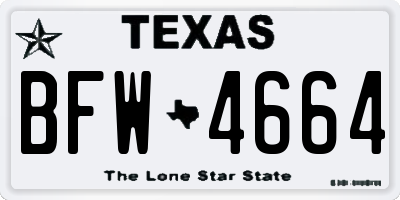 TX license plate BFW4664