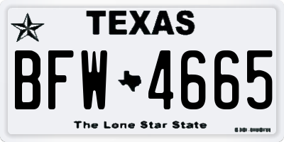 TX license plate BFW4665