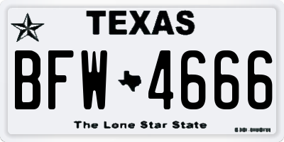 TX license plate BFW4666