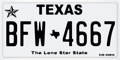 TX license plate BFW4667