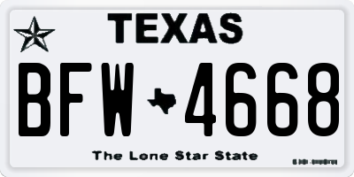 TX license plate BFW4668