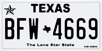 TX license plate BFW4669