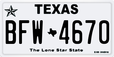 TX license plate BFW4670