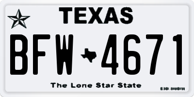 TX license plate BFW4671
