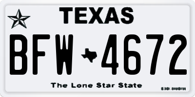 TX license plate BFW4672