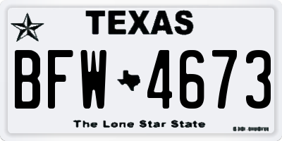 TX license plate BFW4673