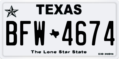 TX license plate BFW4674
