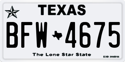 TX license plate BFW4675