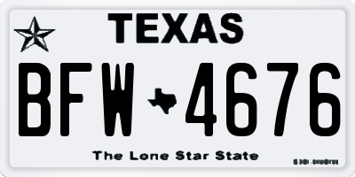 TX license plate BFW4676