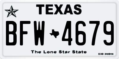 TX license plate BFW4679