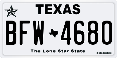 TX license plate BFW4680