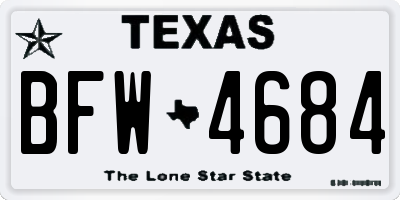 TX license plate BFW4684