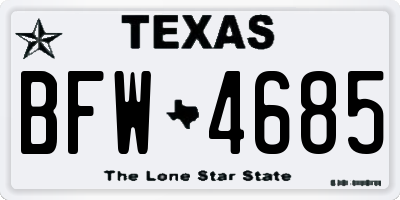 TX license plate BFW4685