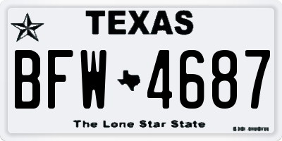 TX license plate BFW4687