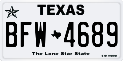 TX license plate BFW4689