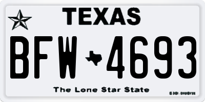 TX license plate BFW4693