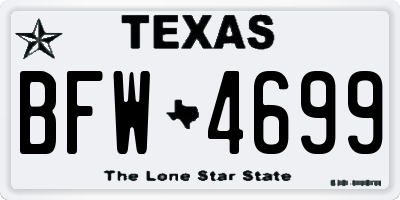 TX license plate BFW4699