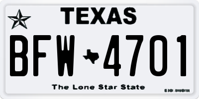 TX license plate BFW4701
