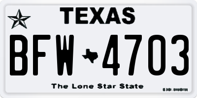 TX license plate BFW4703