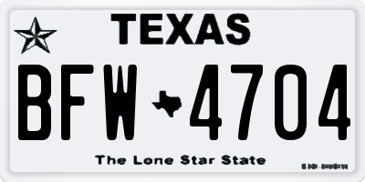 TX license plate BFW4704