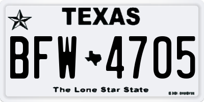 TX license plate BFW4705