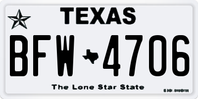 TX license plate BFW4706