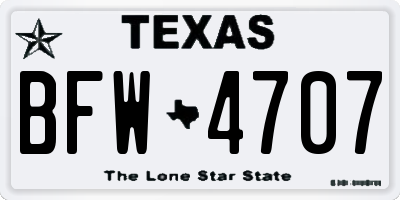 TX license plate BFW4707