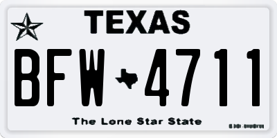 TX license plate BFW4711