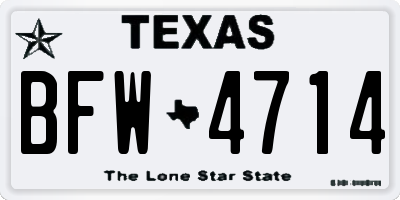 TX license plate BFW4714
