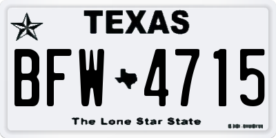 TX license plate BFW4715