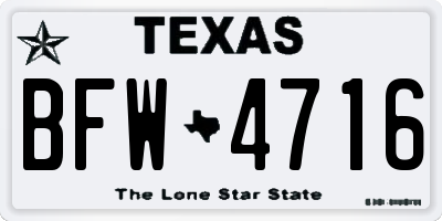 TX license plate BFW4716