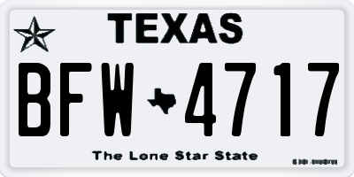 TX license plate BFW4717