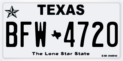 TX license plate BFW4720