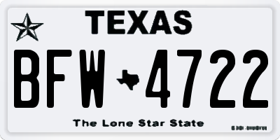 TX license plate BFW4722