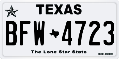 TX license plate BFW4723