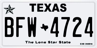 TX license plate BFW4724