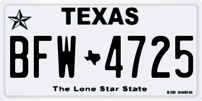 TX license plate BFW4725