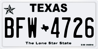 TX license plate BFW4726