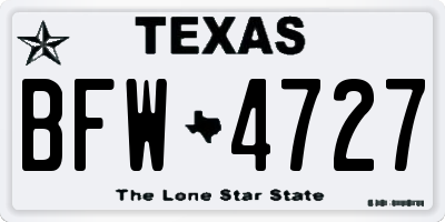 TX license plate BFW4727
