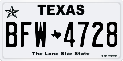 TX license plate BFW4728