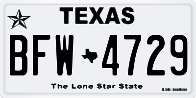 TX license plate BFW4729