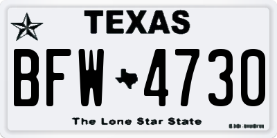 TX license plate BFW4730